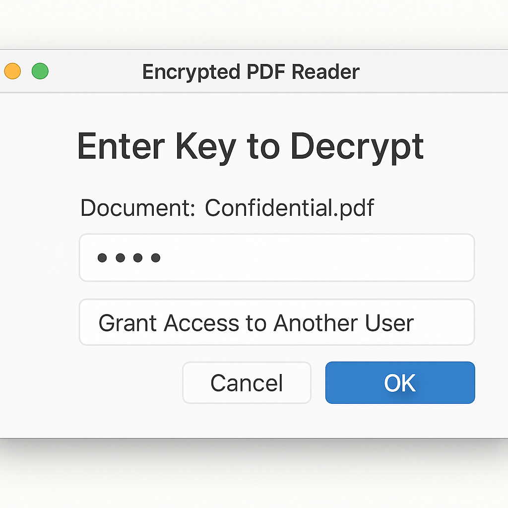 Key management interface for sharing secure access to documents