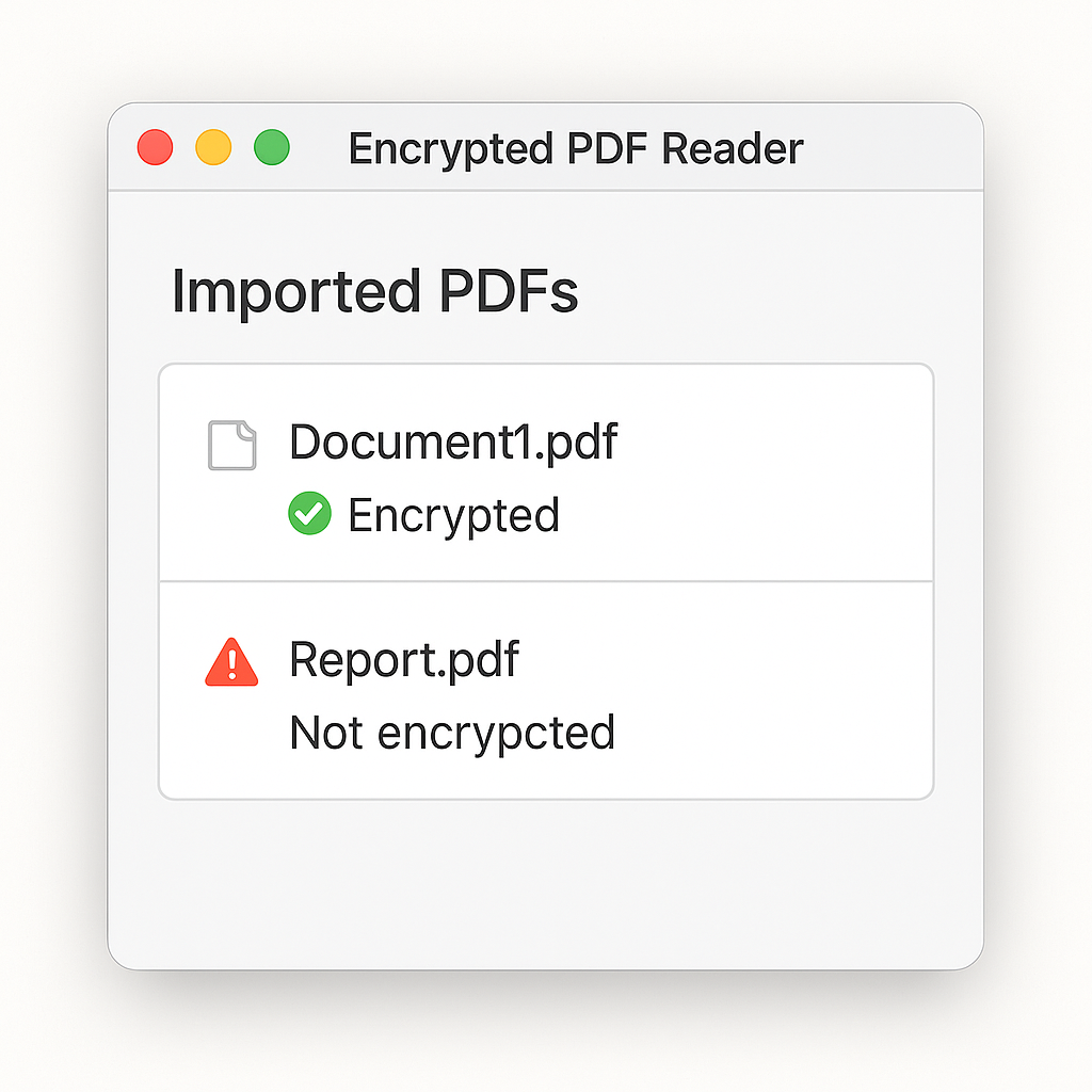 Secure PDF viewer with annotation tools and encryption status indicator